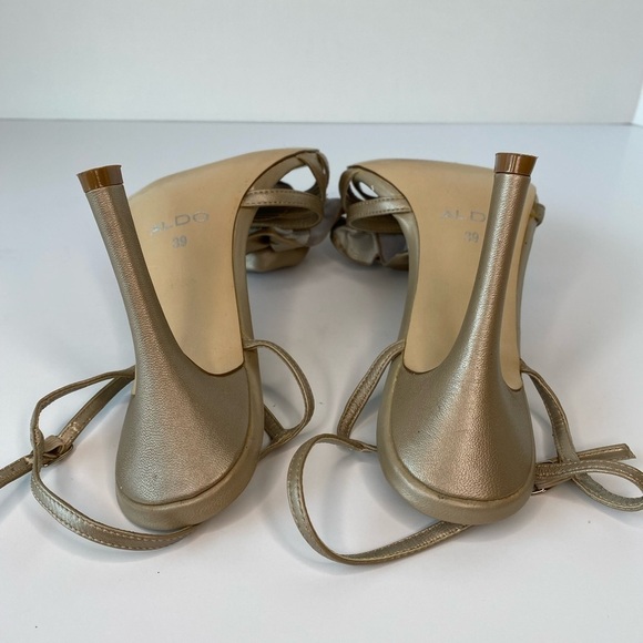 Aldo  Light Bronze Flower Heels - Picture 9 of 12